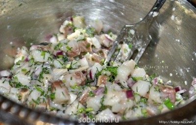 сельдь с луком и зеленью